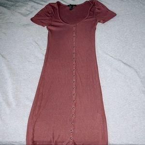 Ribbed button-down bodycon dress
